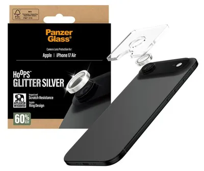 Produktbild von PanzerGlass ® Hoops® Kameraschutz Glitter Silber iPhone Air, Apple, Apple - iPhone Air, Trockene Anwendung, Kratzresistent, Schockresistent, Silber, 1 Stück(e)