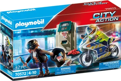 Produktbild von PLAYMOBIL City Action 70572 Polizei-Motorrad: Verfolgung des Geldräubers
