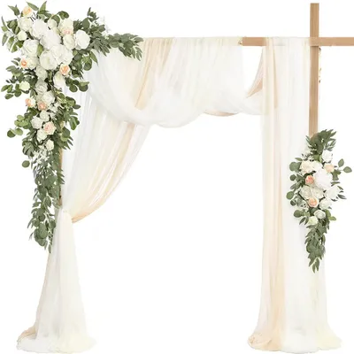 Image de WISFOR DIY arc de mariage bois décoratif jardin fond hexagonal cadre de l'arc de fleurs mariage arc pour la décoration de mariage extérieur intérieur 3M×3M