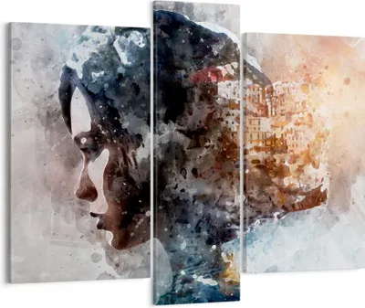 Produktbild von Bild auf Leinwand - Leinwandbild - Frau Abstraktion - 95x80cm - Wand Bild - Wanddeko - Wandbilder - Leinwanddruck - Bilder - Kunstdruck - Wanddekoration - Leinwand bilder - Wandkunst - CB95x80-3956