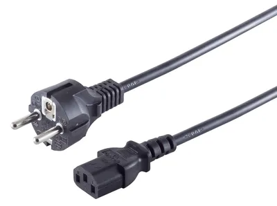 Produktbild von Kaltgeräte Netzkabel Schutzkontakt-Stecker  IEC320-C13 Buchse schwarz - Länge: 1,80 m