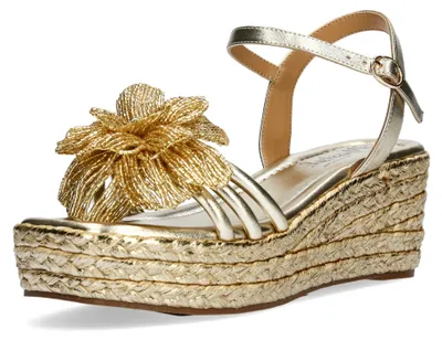 Produktbild von Misstyl by Laura Vita Damen Sandalette Glanz Perlenblüte Plateau MARIEO 07, Größe:39 EU, Farbe:Gold