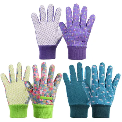 Produktbild von 3 Paar Gartenhandschuhe für Kinder, Schutzhandschuhe mit Schaumgummibeschichtung für Gartenarbeit und andere Arbeiten, für Mädchen und Jungen (6-9 Jahre)