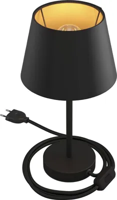 Image de Alzaluce avec abat-jour Impero, lampe de table en métal avec fiche bipolaire, câble et interrupteur