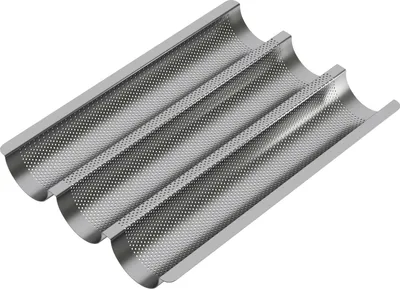 Produktbild von WELLGRO Baguette-Blech - für bis zu 3 Baguettes - Baguetteblech mit Antihaftbeschichtung - 38,5 x 28,5 x 4 cm