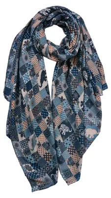 Produktbild von Clayre & Eef Gemusterter Damenschal 80x180 cm Blau Synthetisch