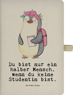 Produktbild von Mr. & Mrs. Panda Tagebuch Studentin Herz - Transparent - Geschenk, Kladde, Jubiläum, notizbuch a4, Kariert, Journal