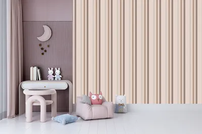 Zdjęcie produktu dla DECO WALLS fototapeta do pokoju dziecięcego beżowe pasy - Wyjątkowa trwałość XXL 240x360 cm