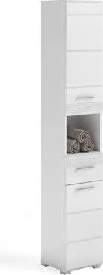 Produktbild von Hochschrank >Linus< in Weiß Hochglanz - 30x182x31cm (BxHxT)
