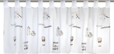 Produktbild von Elbersdrucke Bistrogardine mit Schlaufen Espresso 06 weiß-braun transparent 48x140cm Küchenfenster Sichtschutz Scheibengardine