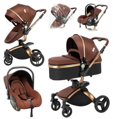Produktbild von Kinderwagen – 3-in-1 Babywagen – Kombiwagen – Buggy – Faltbar und kompakt – Orange