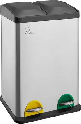 Produktbild von SVITA TC2X20 Mülleimer grau 40 Liter Abfalleimer Mülltrennung Trennsystem Edelstahl 2x20L