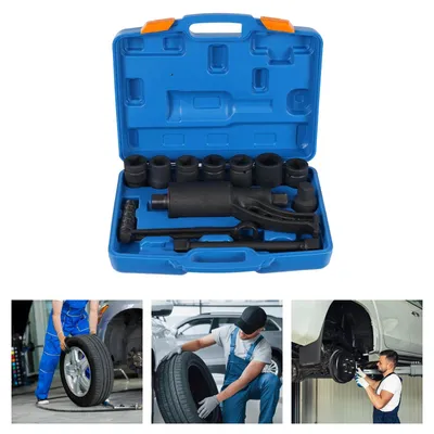 Produktbild von Drehmomentvervielfältiger - Werkzeugsatz - 5000 Nm Drehmoment - 7 Stecknüsse - 2,54-cm-Adapter - Für Lkw-Reifen - Aufbewahrungskoffer