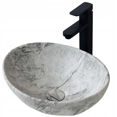 Zdjęcie produktu dla Umywalka nablatowa ceramiczna stawiana na blat imitacja kamienia okrągła