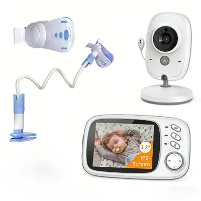 Image de Babyphone avec caméra Baby Monitor 3,2 pouces  Interphone bidirectionnel Surveillance de la température Berceuse VOX  Support pour babyphone  pour babyphone Caméra
