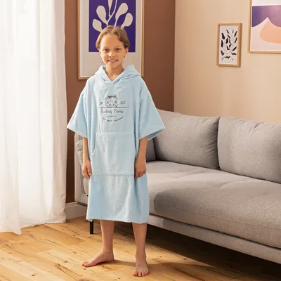 Produktbild von HOMELEVEL Badeponcho für Kinder und Teenager - Poncho Handtuch für Strand Schwimmbad - Surfponcho mit Kapuze - Bademantel für Jungen und Mädchen