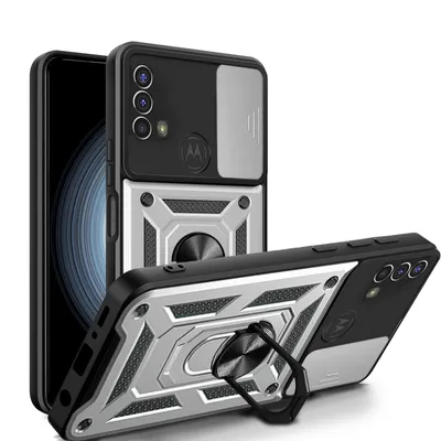 Produktbild von Outdoor Panzer Hülle Motorola Moto E20 E30 E40 Handyhülle Kameraschutz Ringhalte Silber