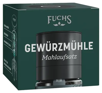 Produktbild von Fuchs Mahlaufsatz Edelstahl/Keramik für Gewürzgläser, 21,6 mm ø, stufenlos verstellbar