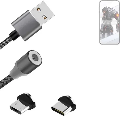 Produktbild von K-S-Trade Hochwertiges Magnet-Lade-kabel Sync-Kabel Daten-Kabel für Oukitel WP35 mit USB-Typ-C-Anschluss und Micro-USB-Anschluss 2A bis zu 480mbps