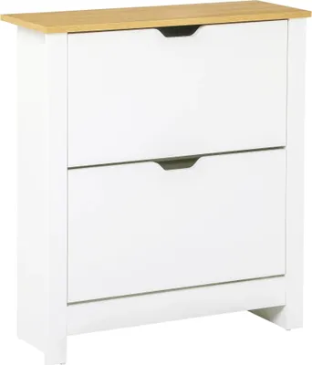 Obrázek produktu pro Moderní botník - Skříňka na boty / botník - Výklopné přihrádky - Úzká hloubka 26 cm - Rozměry 72 x 26 x 80 cm - Bílá barva
