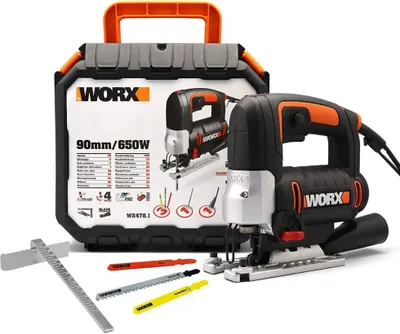 Zdjęcie produktu dla WORX WX478.1 Wyrzynarka elektryczna 650W z mechanizmem wahadłowym do drewna stali aluminium