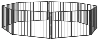 Obrázok produktu pre VidaXL Brána pre psa, 8 kusov, čierna, 100 x 60 cm, pozinkovaná oceľ