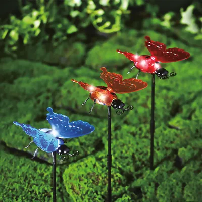 Obrázok produktu pre GLOBIZ Solárna lampa - zapichovateľná / zavesiteľná - motýľ - viac druhov - 12 x 6 x 21,5 cm - 4 LED, Obrázok generovaný UI