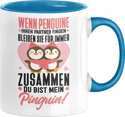 Produktbild von Valentinstag Tasse Geschenk Wenn Pinguine Ihre Partner Finden Bleiben Sie Für Immer Zusammen Spruch Freundin Freund Liebe (Blau)