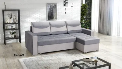 Produktbild von Ecksofa ARTUR mit Schlaffunktion und Bettkasten, L-Form - rechts - L-Couch, Farben: Hellgrau/Dunkelgrau