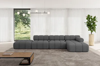 Produktbild von ALTDECOR Modulares Sofa Ecksofa in L-Form - Lizur-L2 - 380x160x70 cm Grau Corner modular Sofa Eckcouch Couch Wohnlandschaft Cauchsofa Polstersofa