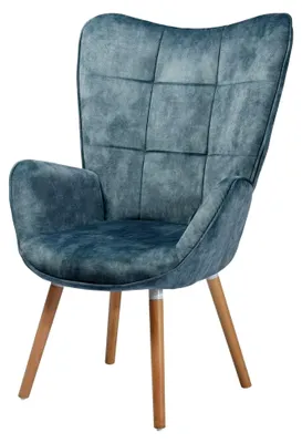 Produktbild von Relaxsessel Polstersessel mit Holzbeinen für Wohnzimmer, Schlafzimmer und Büro, Stoff, Blau
