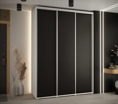Obrázek produktu pro Šatní skříň ASIRI 1 - 170/45 cm, bílá / černá / stříbrná