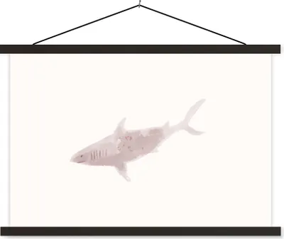Produktbild von MuchoWow® Textilposter Hai - Raubtiere - Aquarell 150x100 cm mit schwarzem Rahmen - Schlafzimmer
