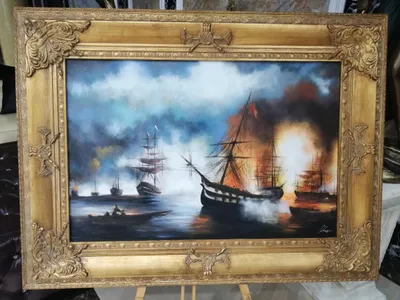 Image de Peinture à l'huile, peinture à la main, 90 x 120 cm. Tableau, peinture à l'huile, toile, cadre.