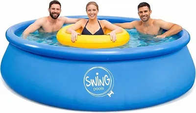 Produktbild von '- Swing Quick-Up Pool in blau (? 457 x 107 cm) | ca. 12.395 Liter | Selbsttragender Swimmingpool (rund) | Garten Planschbecken aufblasbar für Kinder und Erwachsene - kein Werkzeug nötig