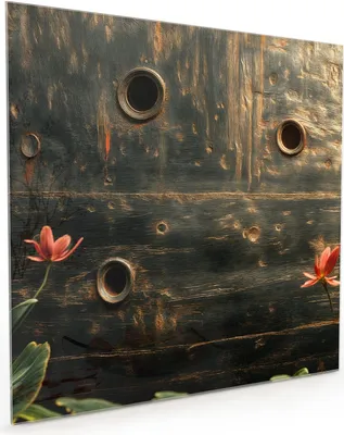 Produktbild von Küchenrückwand Spritzschutz Glas mit Motiv Metallplatte Vintage 40 x 40 cm