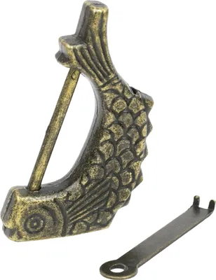 Produktbild von HMF 6491-FIS-23 Antikes Chinesisches Deko Vorhängeschloss, Fisch, 6 x 3 x 0,8 cm, Gold
