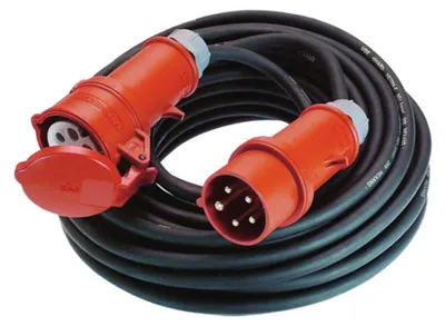 Image de BACHMANN Extension 5G1,5mm² noir, H07RN-F CEE 16A rouge 400V, 10 m
