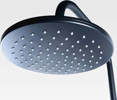 Produktbild von Duschsystem ''Noir'' - Black Edition - Runde Kopfbrause - Handbrause mit 3 Strahlarten: Normal- & Sprühstrahl - Anti-Kalk - Variabler Bohrlochabstand / Dusch-Komplettset Steigrohr /