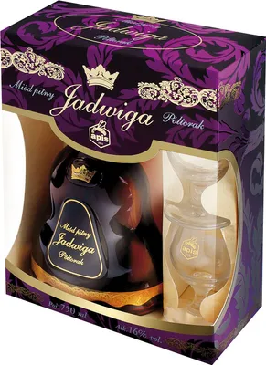 Produktbild von Jadwiga Met Pó³torak-Einhalber Geschenkset im Karton mit zwei Bechern | 750ml | 16% Alkohol Metwein | Polnische Produktion