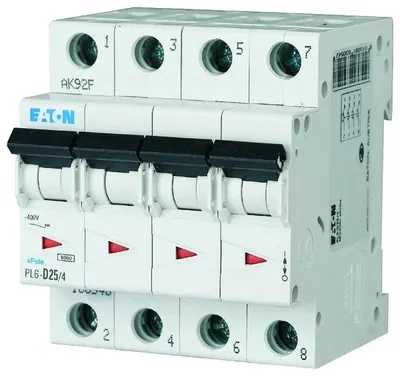 Image de PL6-C25/4 Disjoncteur C 25A 4P 4M 6KA