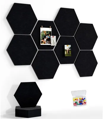 Image de Panneau en feutre, tableau en liège adhésif, lot de 8 pièces, décoration murale pour bureau, cuisine