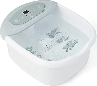 Produktbild von Fußmassagegeräte shiatsu, Fußsprudelbad mit Heizfunktion, Vibrations-Modus & Blasen-Funktion, Elektrische Fußbadewanne, Fußbad Massagegerät (Grau)