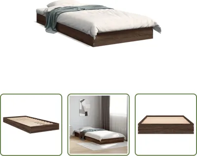 Image de The Living Store Cadre de lit marron imitation chêne 75x190 cm bois composite