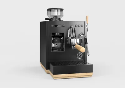 Produktbild von Loewe aura.pure, Espressomaschine, Siebträgermaschine mit Milchaufschäumer, integriertes Mahlwerk, 15-Bar-Extrakionsdruck, inkl. Zubehör, Echtholz