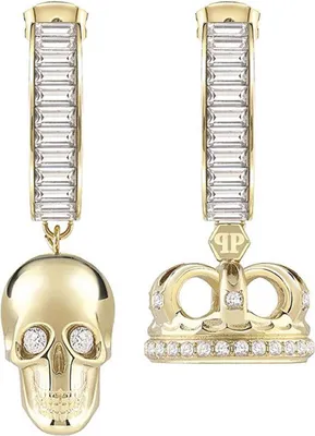 Philipp Plein PJ4AA02EU Damen-Ohrringe Creolen Skull Crown Goldfarben 1