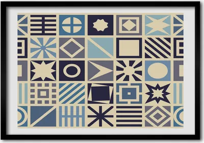 Produktbild von Bild - Bilder - Bilderrahmen - 70 cm x 50 cm - MDF-Rahmen, Wandkunst geometrischer Hintergrund