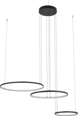 Produktbild von LED Hängelampe Metall Aluminium 3000 K warmweißes Licht 3750 lm H: max. 140 cm Schwarz Modern