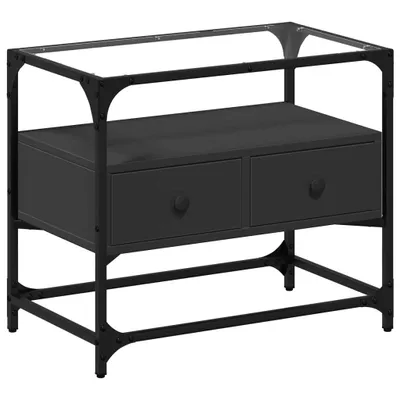 Produktbild von TV-Schrank mit Glasplatte Schwarz 60x35x51 cm Holzwerkstoff