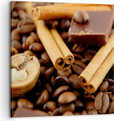 Produktbild von Bild auf Leinwand - Leinwandbild - Gerösteter Kaffee Aroma Schokolade - 60x60cm - Wand Bild - Wanddeko - Leinwanddruck - Bilder - Kunstdruck - Leinwand bilder - Wandkunst - AC60x60-0394